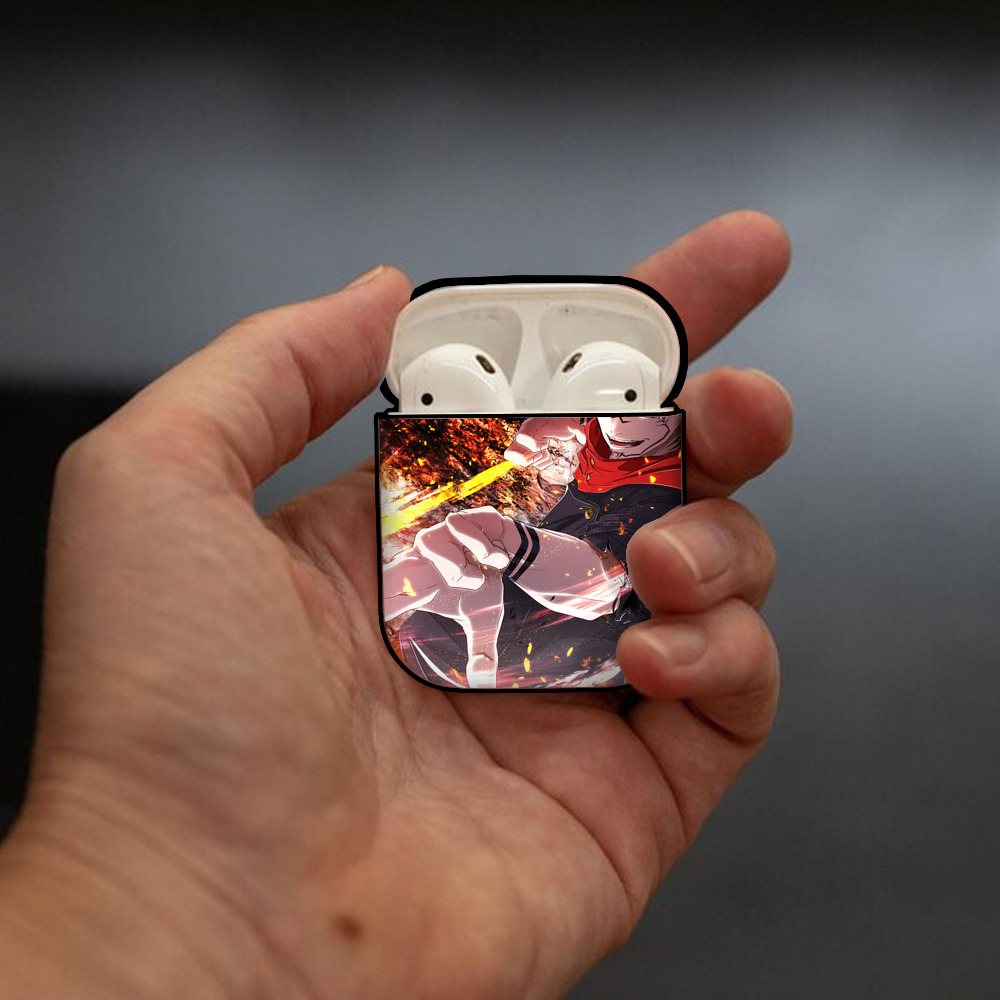 呪術廻戦 Jujutsu Kaisen AirPods 第2世代保護ケース ハードシェル ブラック 耐衝撃・防指紋・カラビナ付き