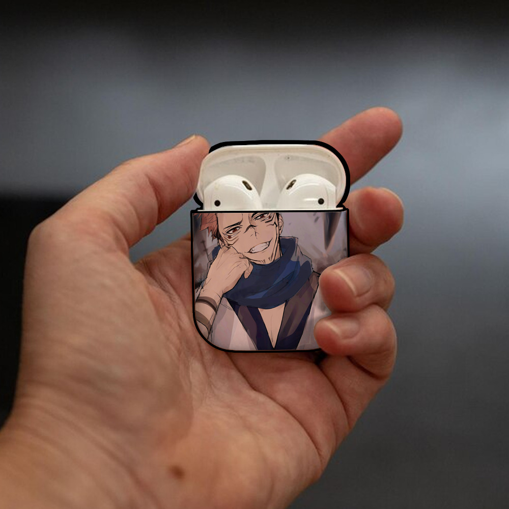 呪術廻戦 Jujutsu Kaisen AirPods 第2世代保護ケース ハードシェル ブラック 耐衝撃・防指紋・カラビナ付き