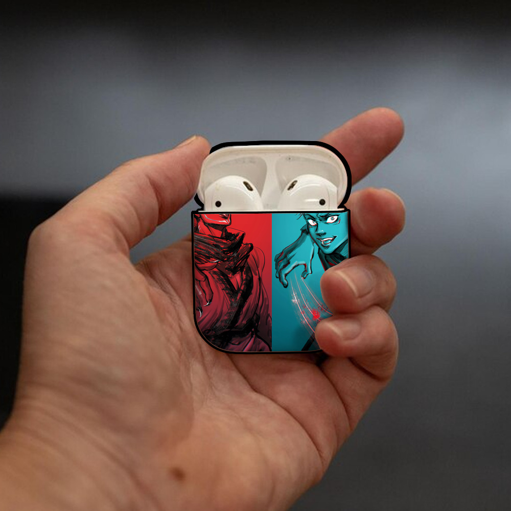 呪術廻戦 Jujutsu Kaisen AirPods 第2世代保護ケース ハードシェル ブラック 耐衝撃・防指紋・カラビナ付き