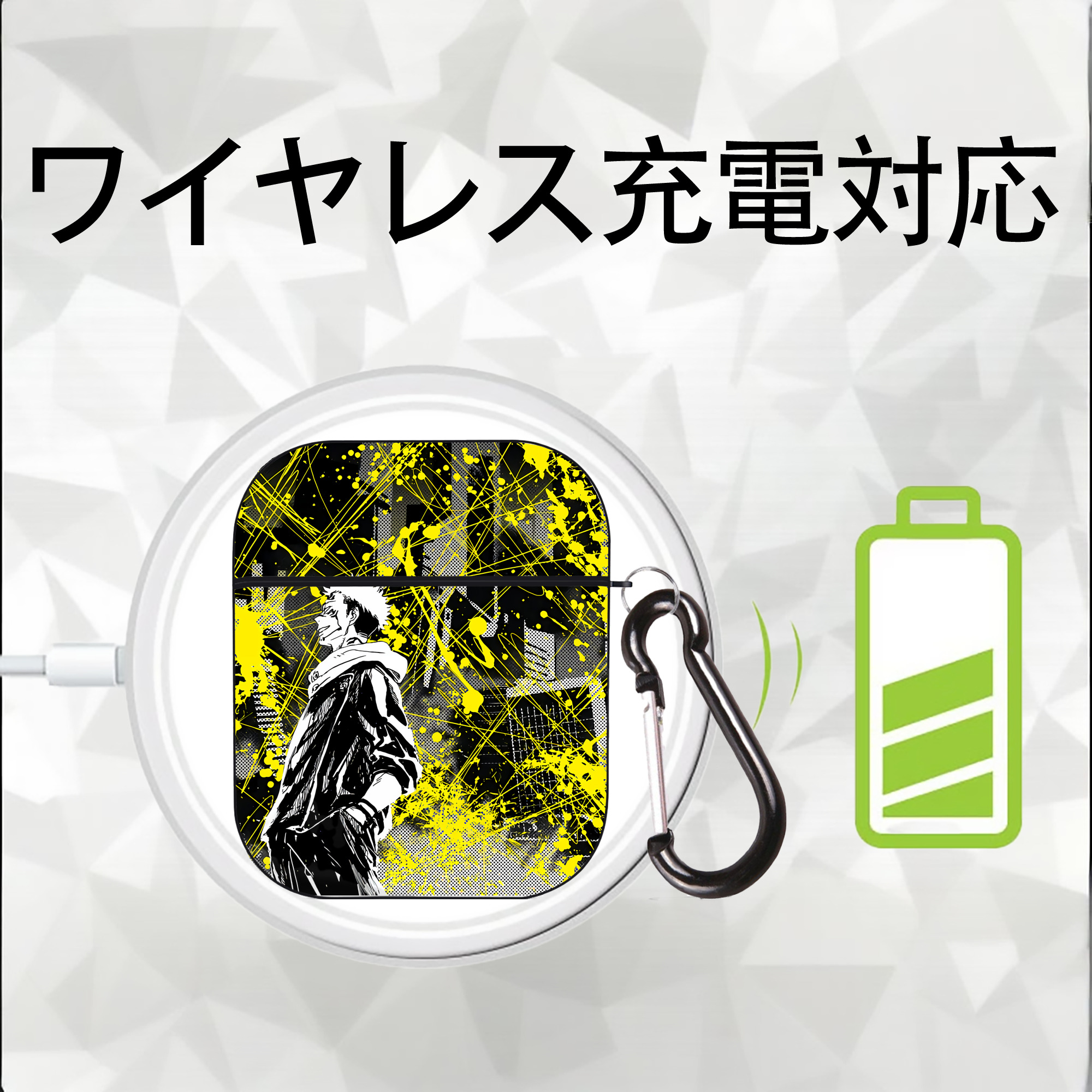 呪術廻戦 Jujutsu Kaisen AirPods 第2世代保護ケース ハードシェル ブラック 耐衝撃・防指紋・カラビナ付き