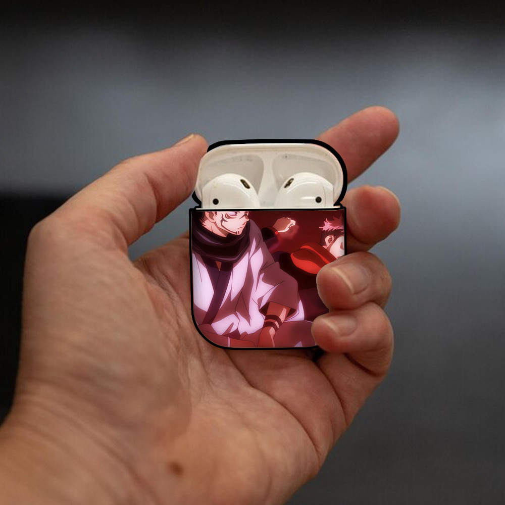 呪術廻戦 Jujutsu Kaisen AirPods 第2世代保護ケース ハードシェル ブラック 耐衝撃・防指紋・カラビナ付き