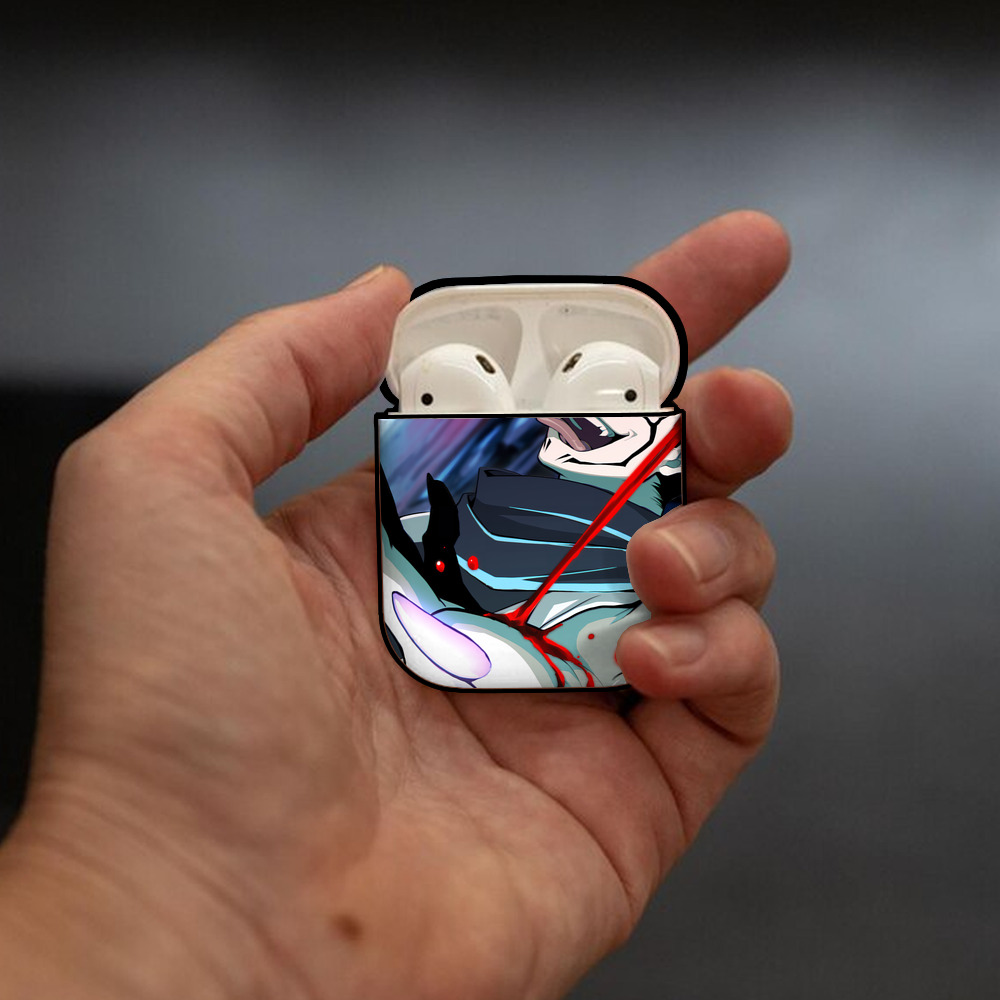 呪術廻戦 Jujutsu Kaisen AirPods 第2世代保護ケース ハードシェル ブラック 耐衝撃・防指紋・カラビナ付き