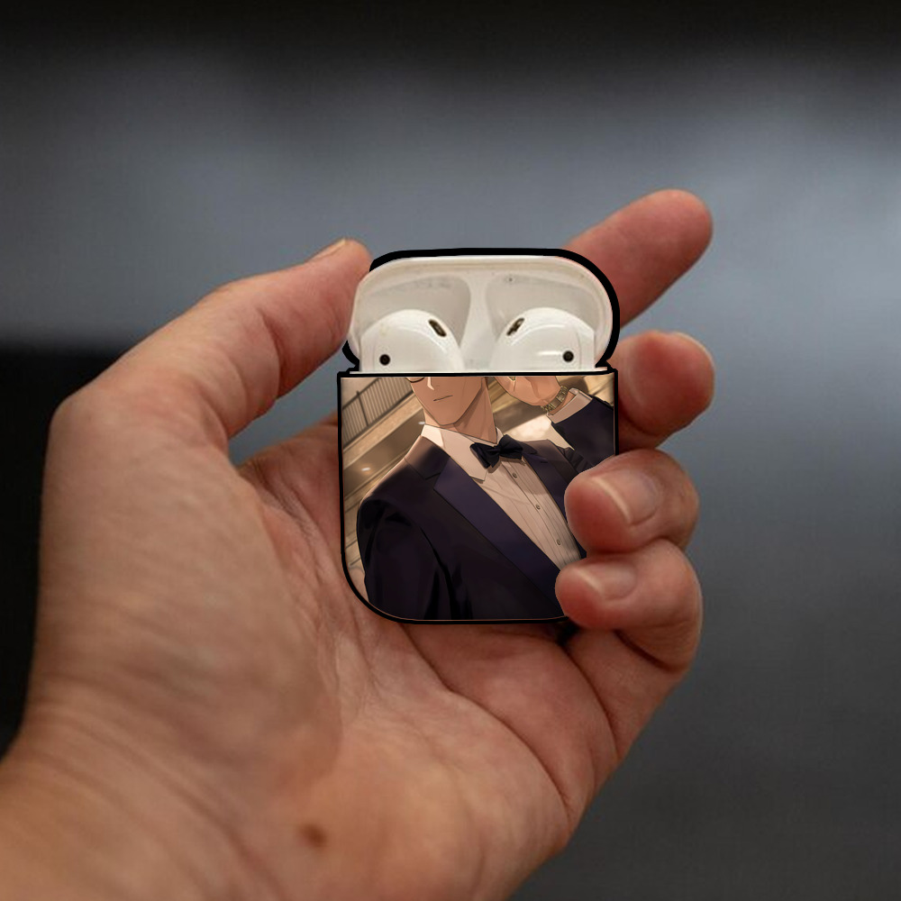 呪術廻戦 Jujutsu Kaisen AirPods 第2世代保護ケース ハードシェル ブラック 耐衝撃・防指紋・カラビナ付き