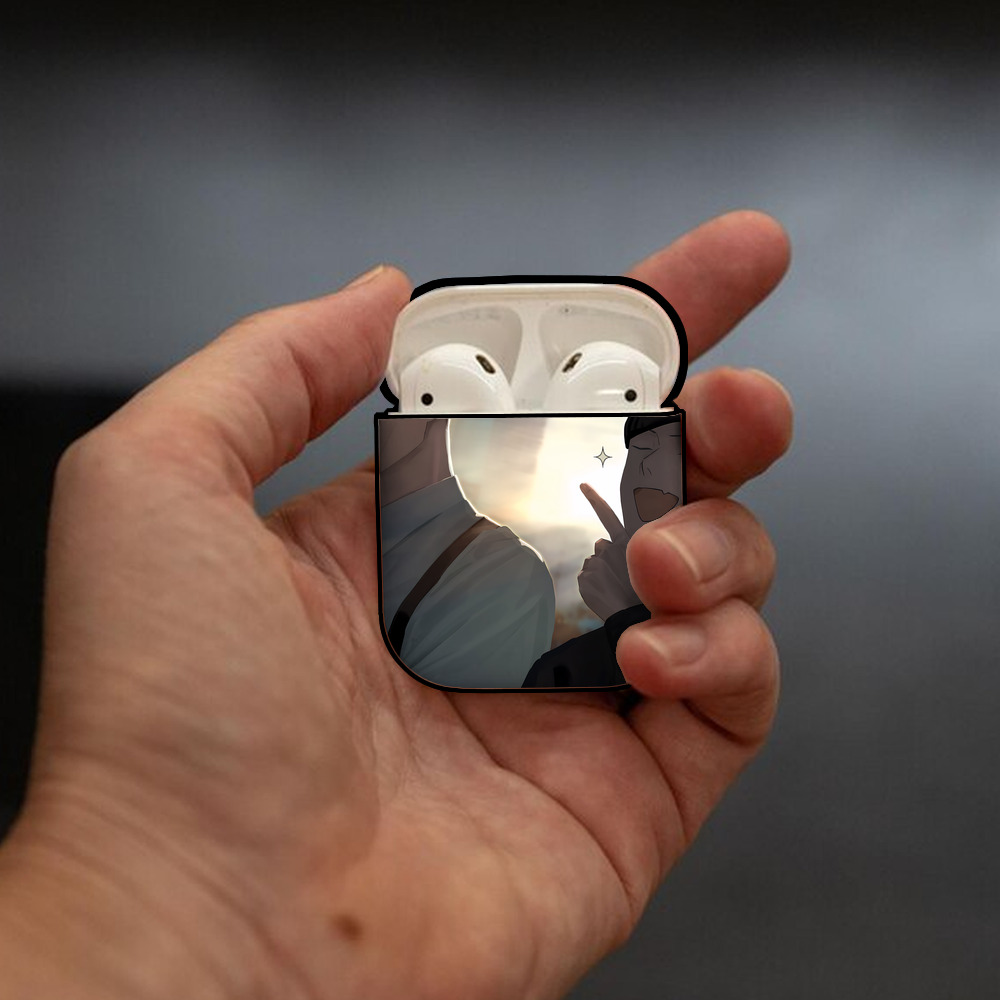 呪術廻戦 Jujutsu Kaisen AirPods 第2世代保護ケース ハードシェル ブラック 耐衝撃・防指紋・カラビナ付き