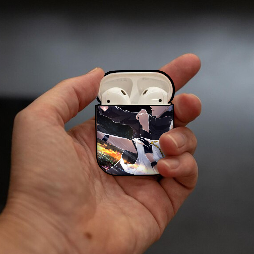 呪術廻戦 Jujutsu Kaisen AirPods 第2世代保護ケース ハードシェル ブラック 耐衝撃・防指紋・カラビナ付き