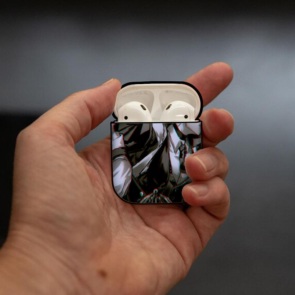 呪術廻戦 Jujutsu Kaisen AirPods 第2世代保護ケース ハードシェル ブラック 耐衝撃・防指紋・カラビナ付き