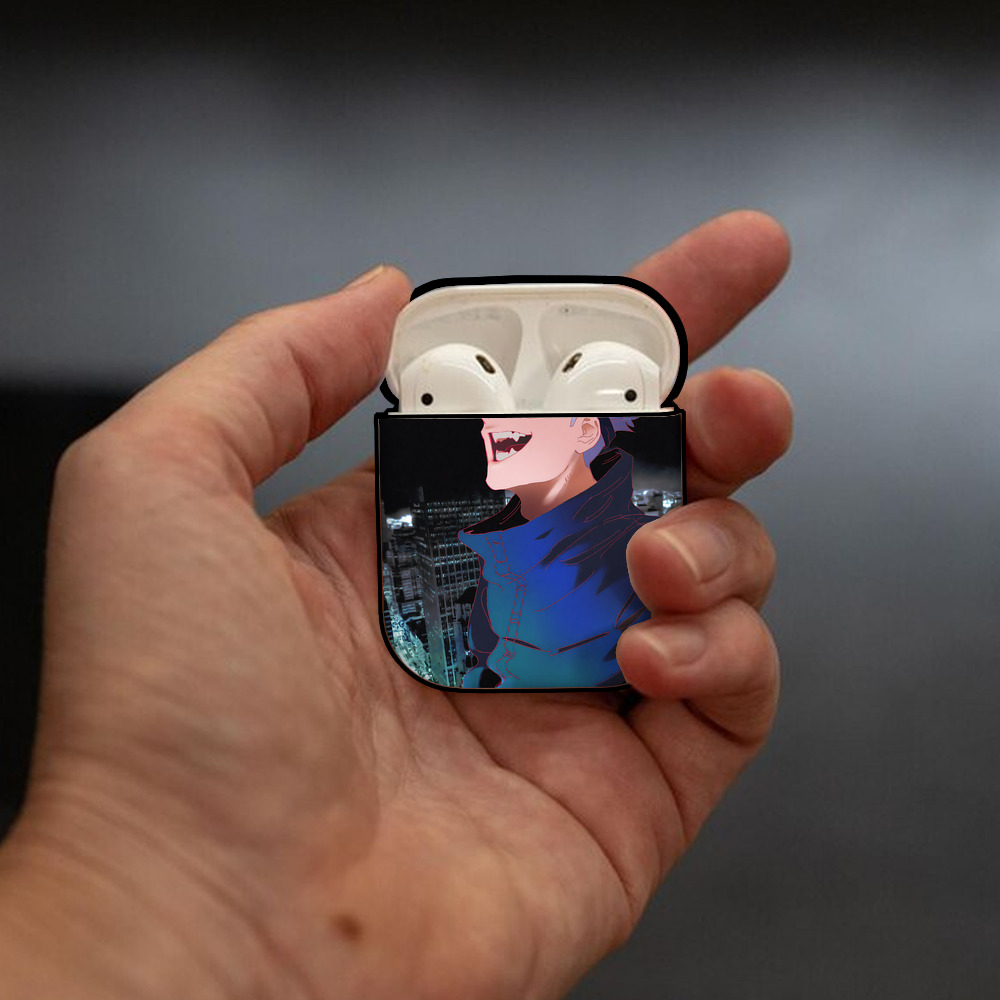 呪術廻戦 Jujutsu Kaisen AirPods 第2世代保護ケース ハードシェル ブラック 耐衝撃・防指紋・カラビナ付き