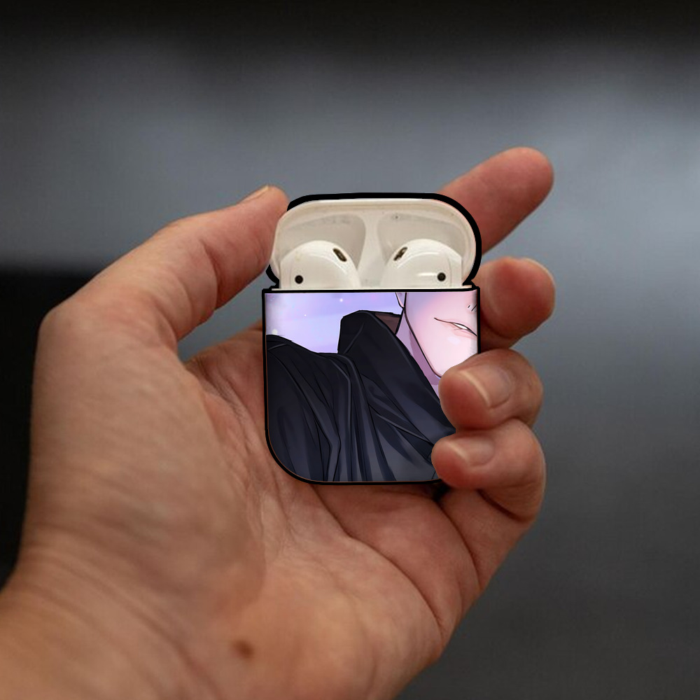 呪術廻戦 Jujutsu Kaisen AirPods 第2世代保護ケース ハードシェル ブラック 耐衝撃・防指紋・カラビナ付き