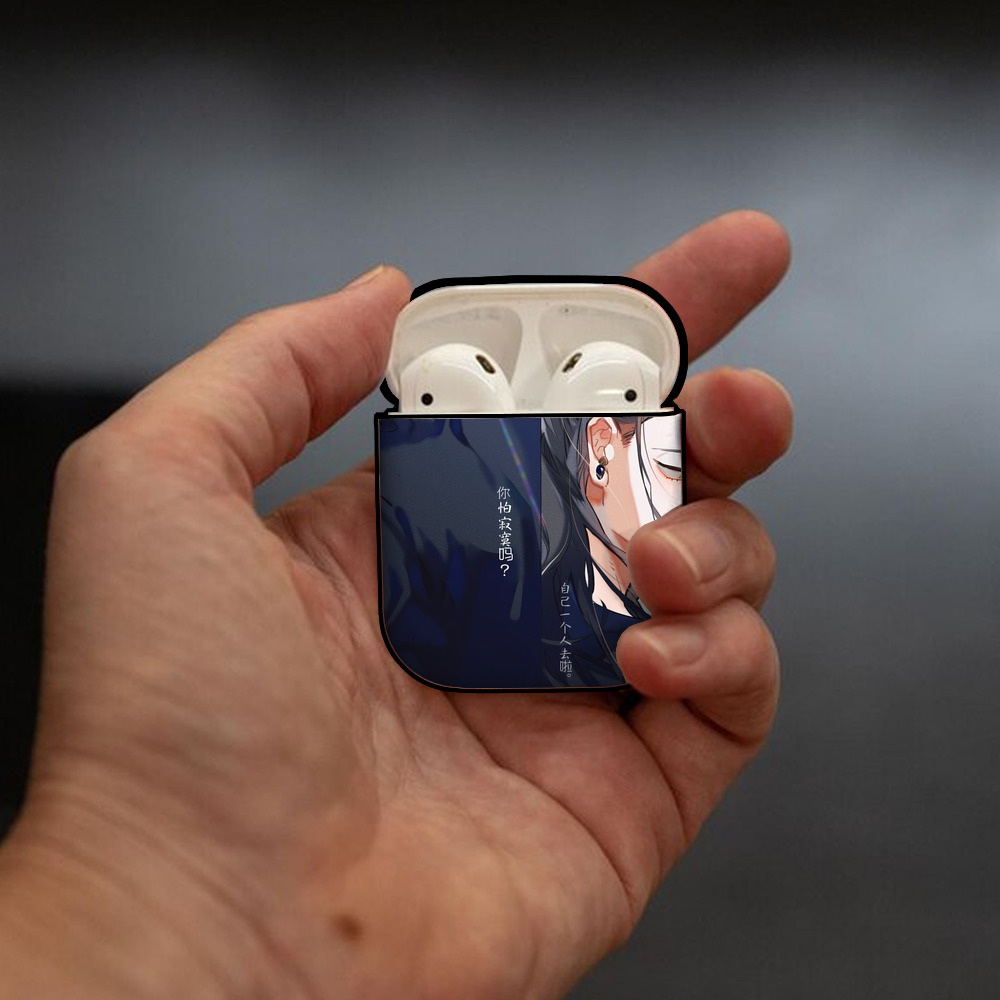 呪術廻戦 Jujutsu Kaisen AirPods 第2世代保護ケース ハードシェル ブラック 耐衝撃・防指紋・カラビナ付き