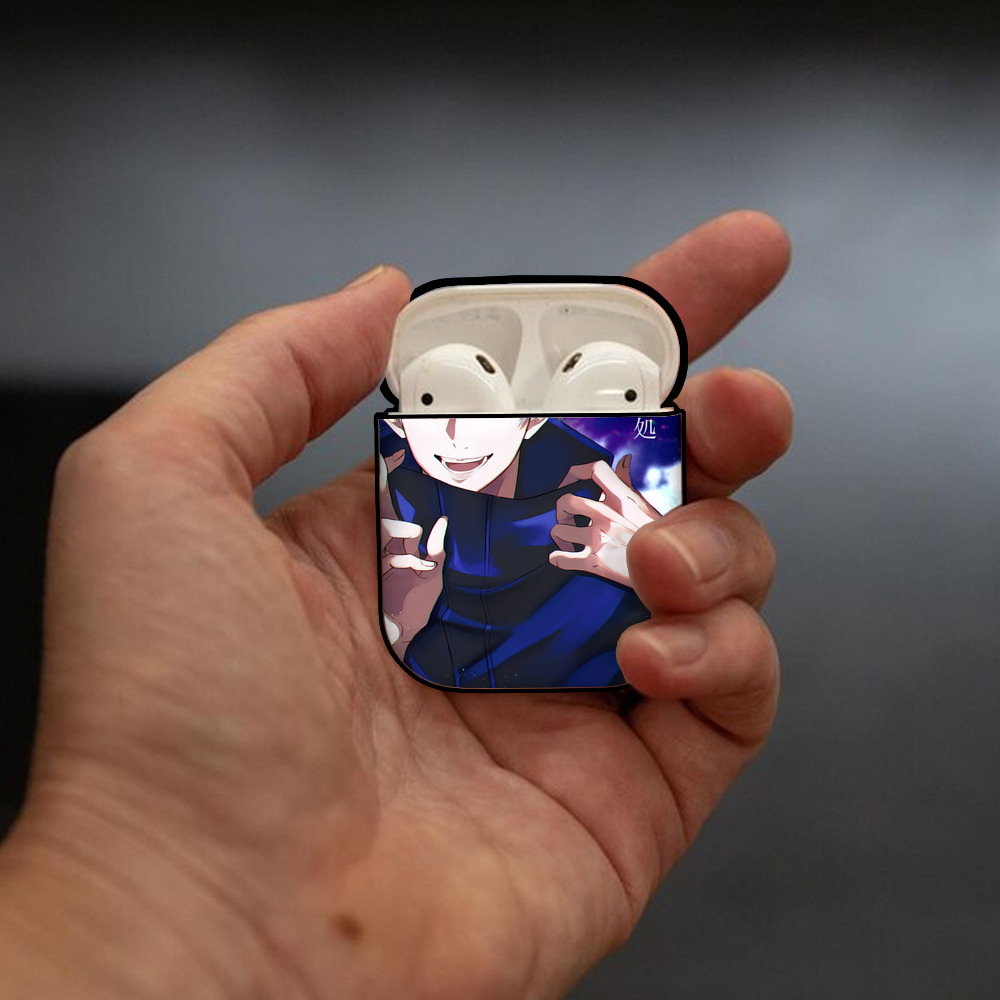 呪術廻戦 Jujutsu Kaisen AirPods 第2世代保護ケース ハードシェル ブラック 耐衝撃・防指紋・カラビナ付き