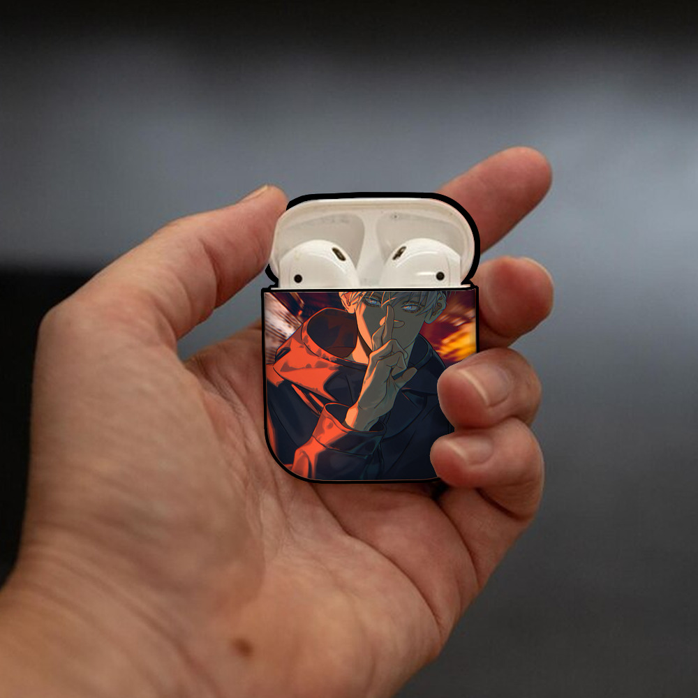 呪術廻戦 Jujutsu Kaisen AirPods 第2世代保護ケース ハードシェル ブラック 耐衝撃・防指紋・カラビナ付き