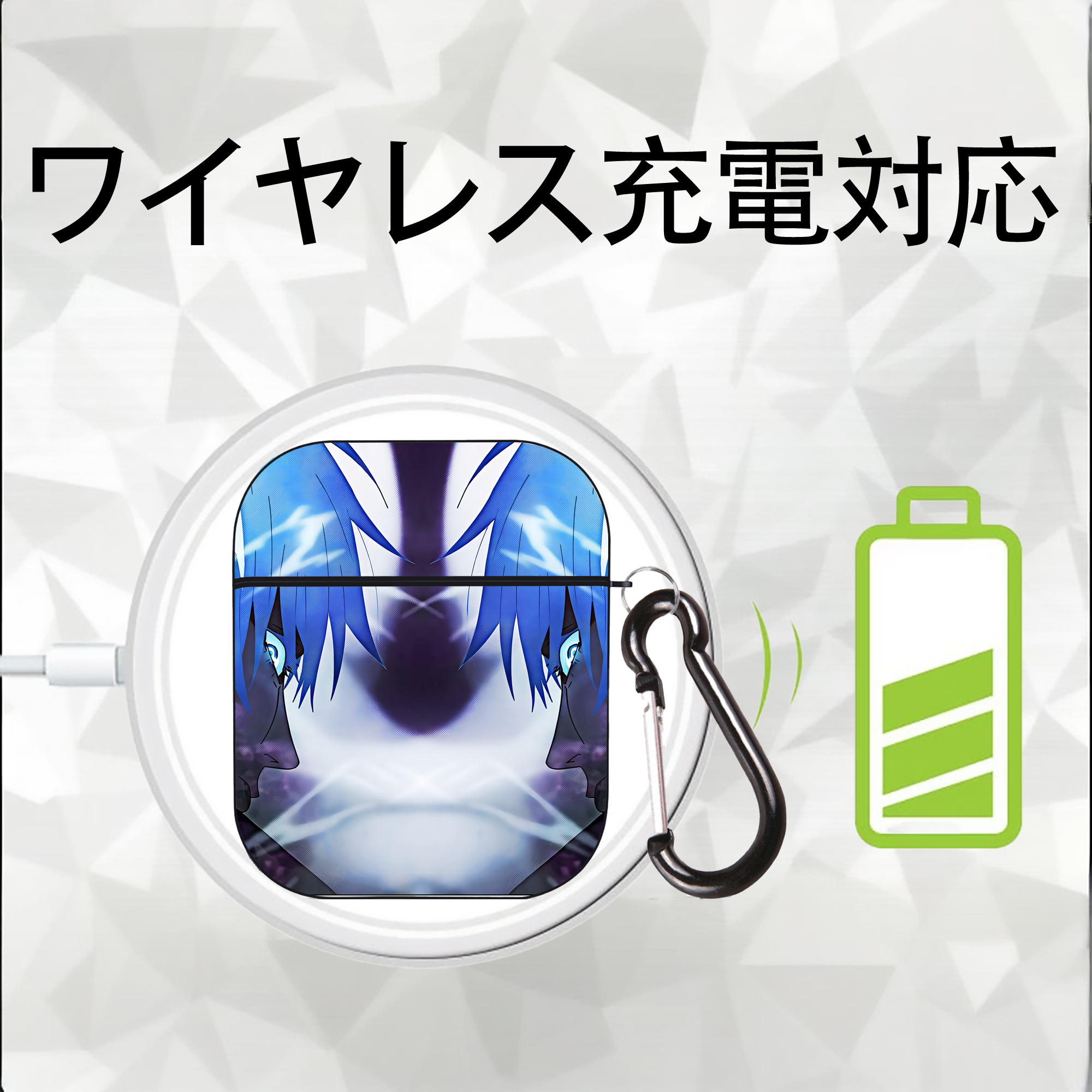 呪術廻戦 Jujutsu Kaisen AirPods 第2世代保護ケース ハードシェル ブラック 耐衝撃・防指紋・カラビナ付き