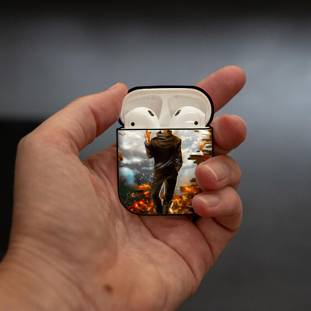 呪術廻戦 Jujutsu Kaisen AirPods 第2世代保護ケース ハードシェル ブラック 耐衝撃・防指紋・カラビナ付き