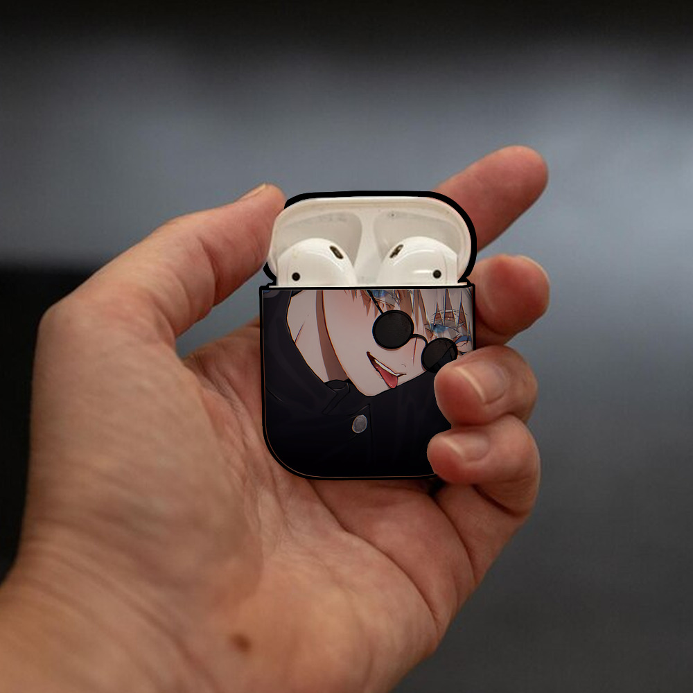 呪術廻戦 Jujutsu Kaisen AirPods 第2世代保護ケース ハードシェル ブラック 耐衝撃・防指紋・カラビナ付き