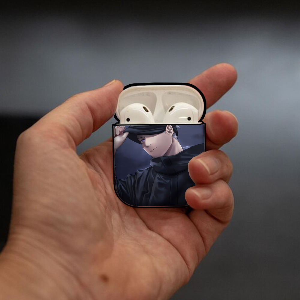 呪術廻戦 Jujutsu Kaisen AirPods 第2世代保護ケース ハードシェル ブラック 耐衝撃・防指紋・カラビナ付き