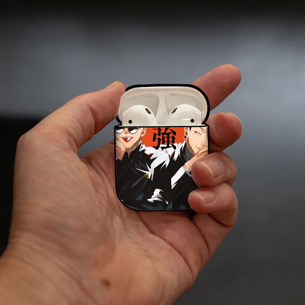 呪術廻戦 Jujutsu Kaisen AirPods 第2世代保護ケース ハードシェル ブラック 耐衝撃・防指紋・カラビナ付き
