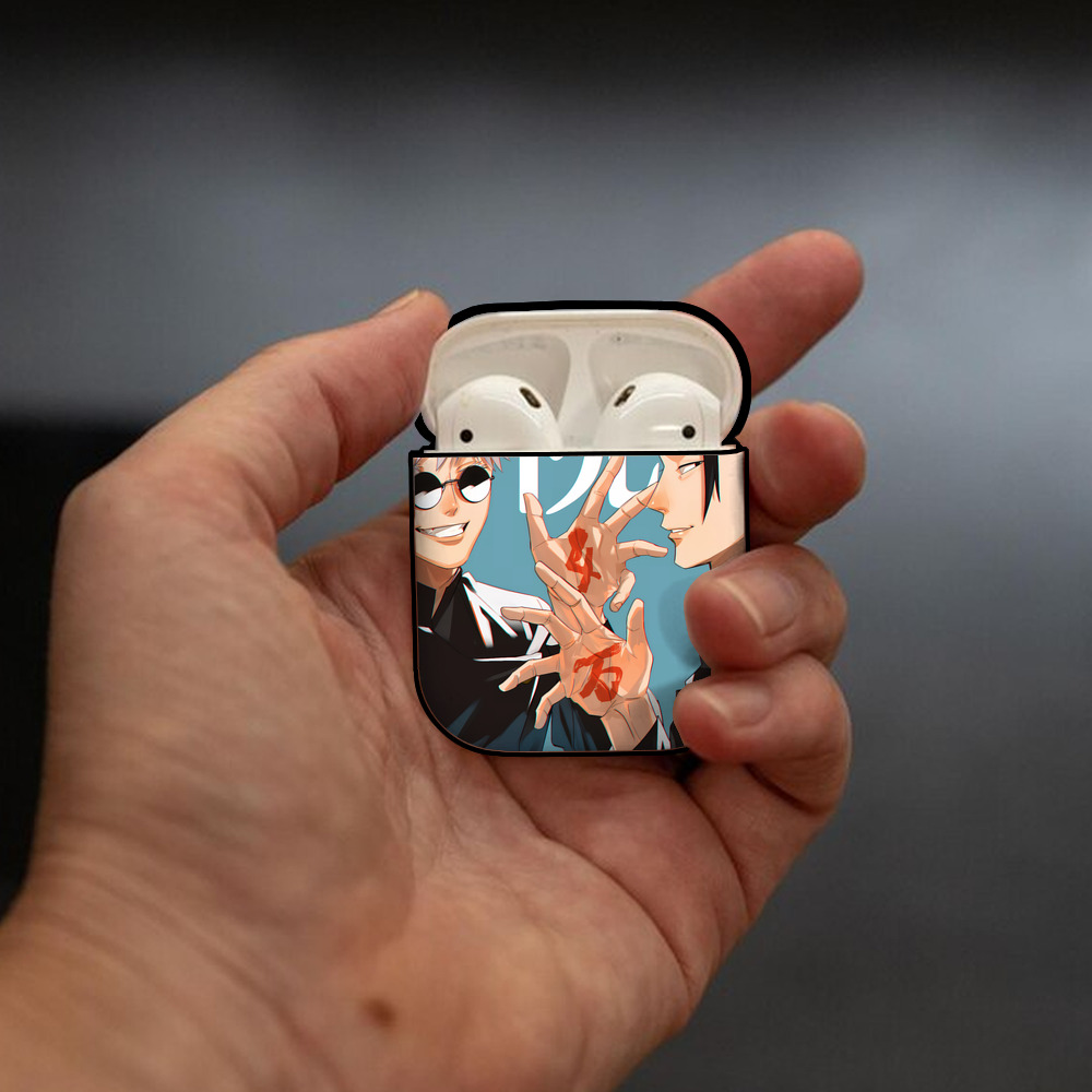 呪術廻戦 Jujutsu Kaisen AirPods 第2世代保護ケース ハードシェル ブラック 耐衝撃・防指紋・カラビナ付き