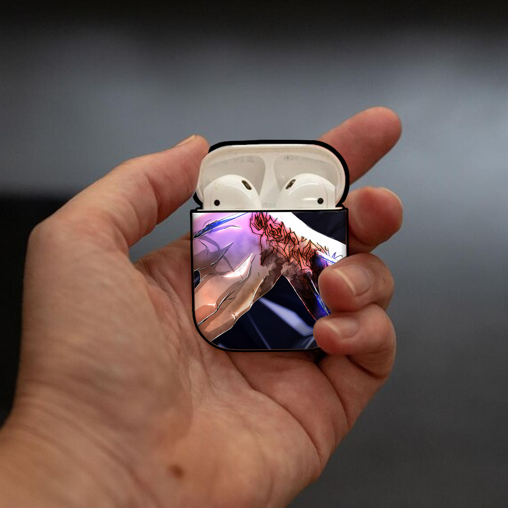 呪術廻戦 Jujutsu Kaisen AirPods 第2世代保護ケース ハードシェル ブラック 耐衝撃・防指紋・カラビナ付き