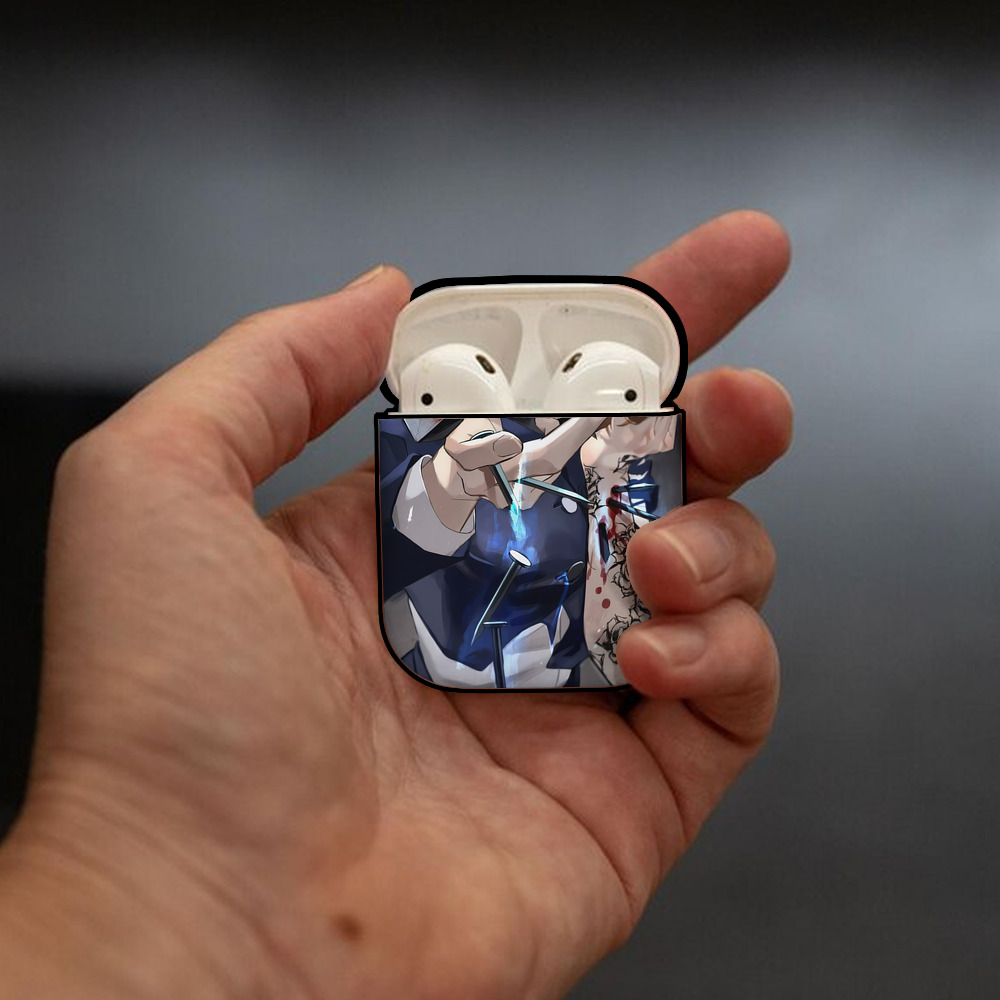 呪術廻戦 Jujutsu Kaisen AirPods 第2世代保護ケース ハードシェル ブラック 耐衝撃・防指紋・カラビナ付き