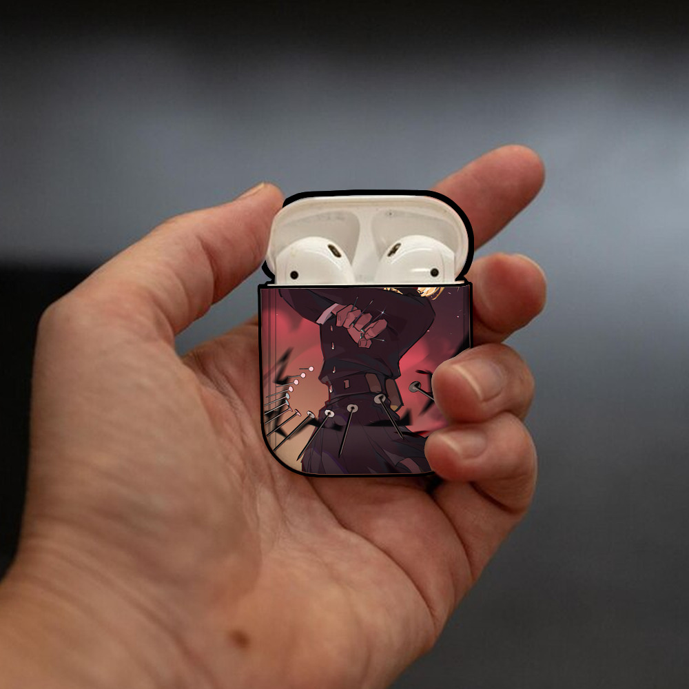 呪術廻戦 Jujutsu Kaisen AirPods 第2世代保護ケース ハードシェル ブラック 耐衝撃・防指紋・カラビナ付き