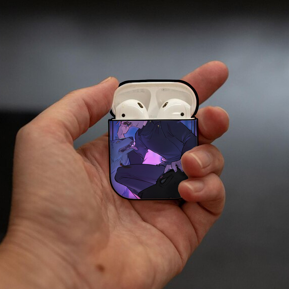 呪術廻戦 Jujutsu Kaisen AirPods 第2世代保護ケース ハードシェル ブラック 耐衝撃・防指紋・カラビナ付き