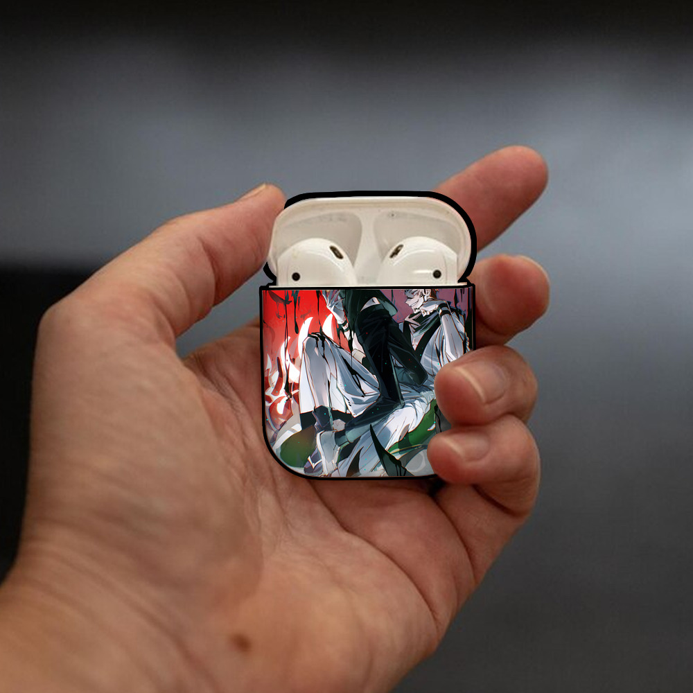 呪術廻戦 Jujutsu Kaisen AirPods 第2世代保護ケース ハードシェル ブラック 耐衝撃・防指紋・カラビナ付き