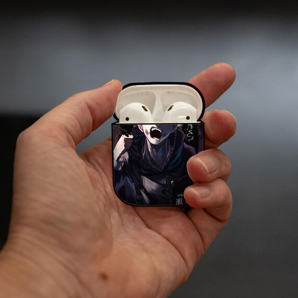 呪術廻戦 Jujutsu Kaisen AirPods 第2世代保護ケース ハードシェル ブラック 耐衝撃・防指紋・カラビナ付き