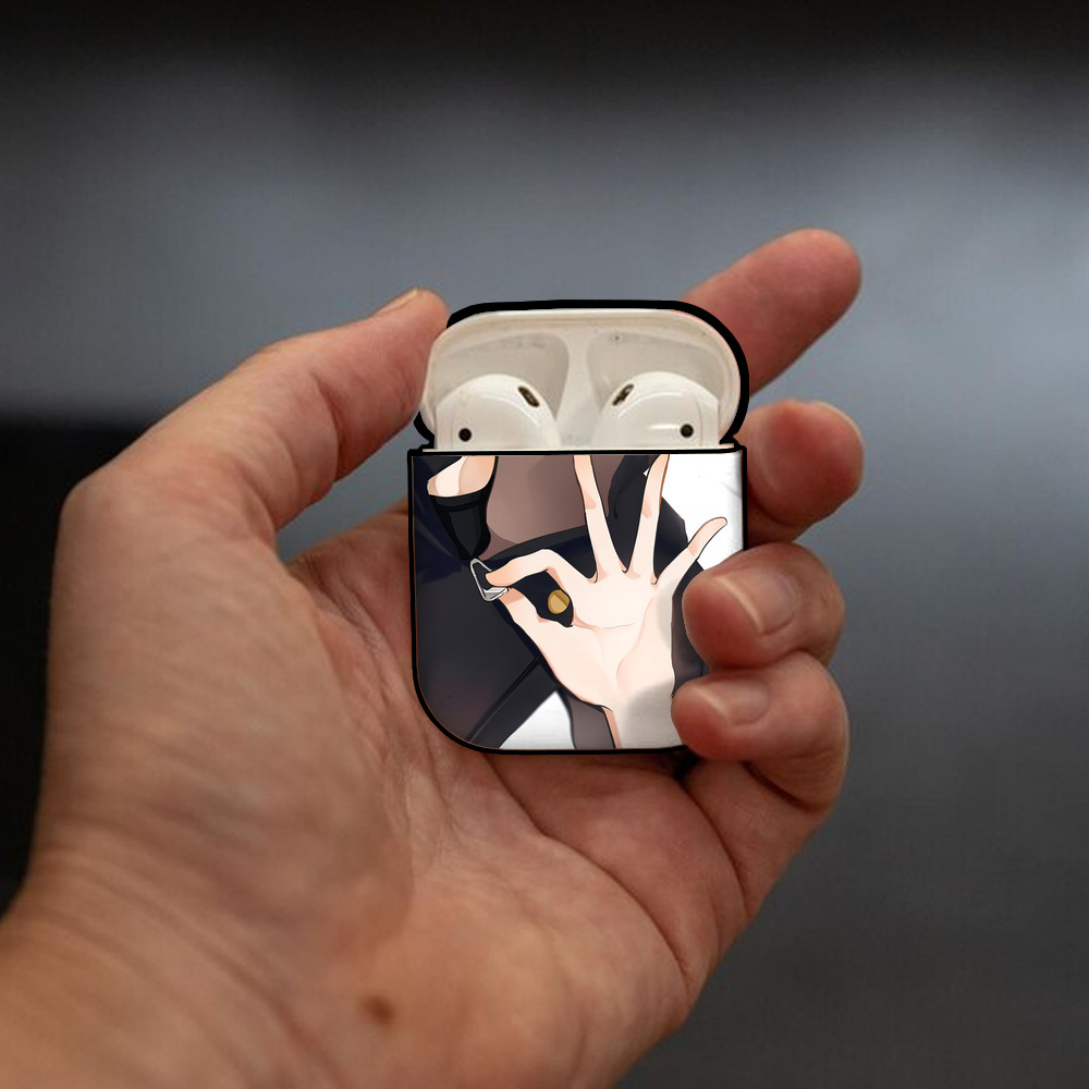 呪術廻戦 Jujutsu Kaisen AirPods 第2世代保護ケース ハードシェル ブラック 耐衝撃・防指紋・カラビナ付き
