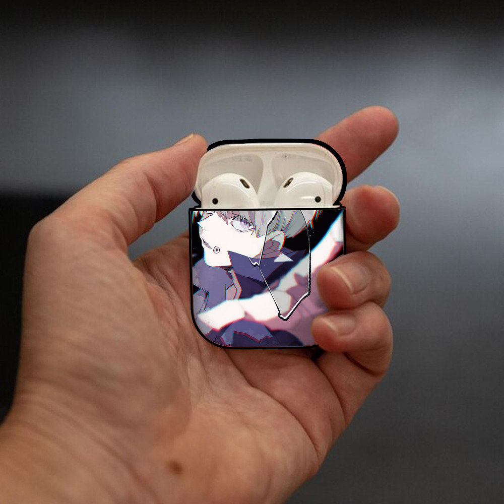 呪術廻戦 Jujutsu Kaisen AirPods 第2世代保護ケース ハードシェル ブラック 耐衝撃・防指紋・カラビナ付き