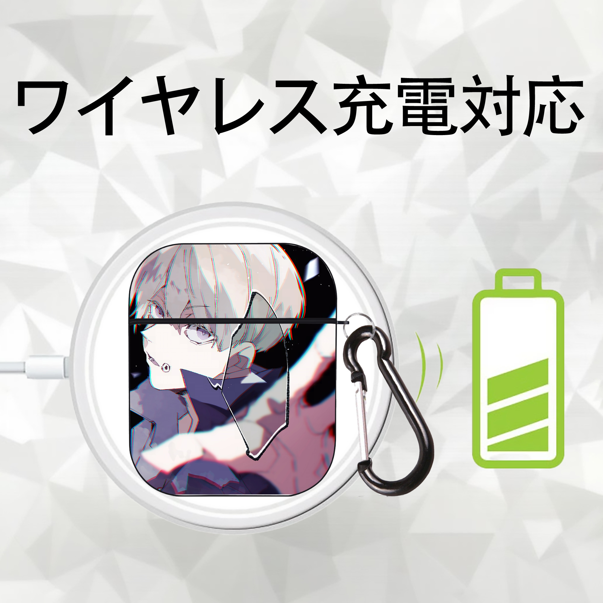 呪術廻戦 Jujutsu Kaisen AirPods 第2世代保護ケース ハードシェル ブラック 耐衝撃・防指紋・カラビナ付き