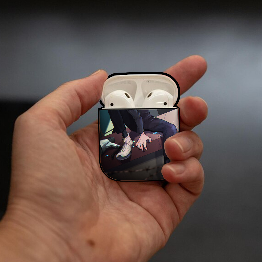 呪術廻戦 Jujutsu Kaisen AirPods 第2世代保護ケース ハードシェル ブラック 耐衝撃・防指紋・カラビナ付き