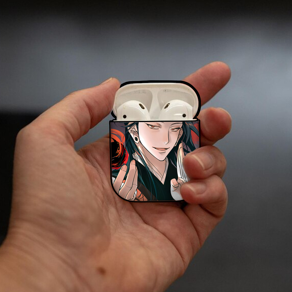 呪術廻戦 Jujutsu Kaisen AirPods 第2世代保護ケース ハードシェル ブラック 耐衝撃・防指紋・カラビナ付き