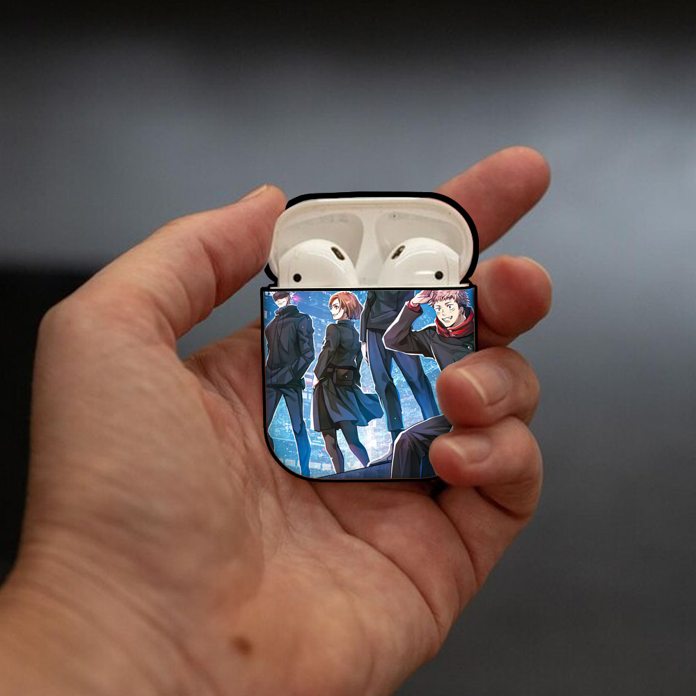 呪術廻戦 Jujutsu Kaisen AirPods 第2世代保護ケース ハードシェル ブラック 耐衝撃・防指紋・カラビナ付き