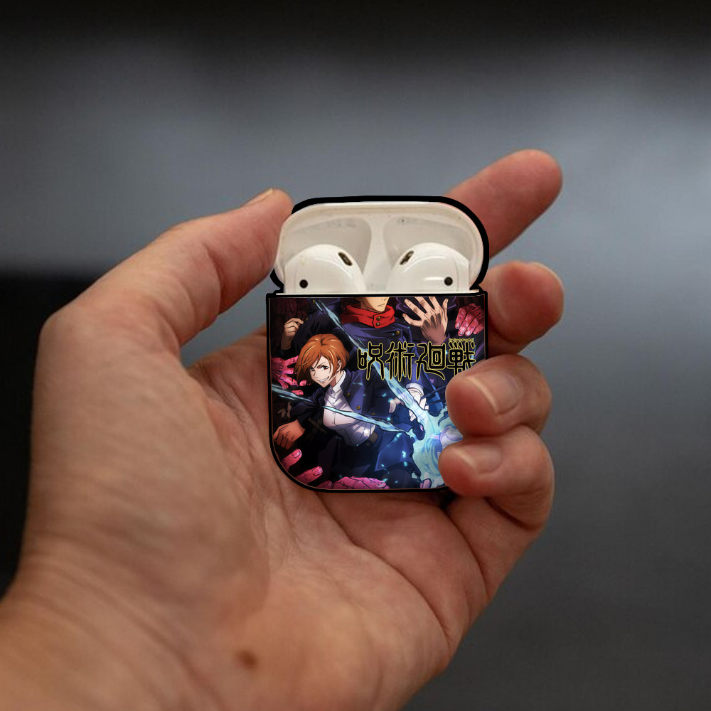 呪術廻戦 Jujutsu Kaisen AirPods 第2世代保護ケース ハードシェル ブラック 耐衝撃・防指紋・カラビナ付き