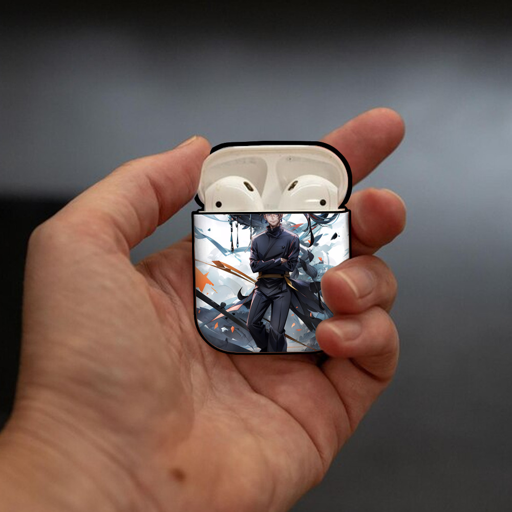 呪術廻戦 Jujutsu Kaisen AirPods 第2世代保護ケース ハードシェル ブラック 耐衝撃・防指紋・カラビナ付き