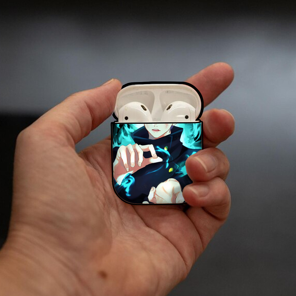 呪術廻戦 Jujutsu Kaisen AirPods 第2世代保護ケース ハードシェル ブラック 耐衝撃・防指紋・カラビナ付き