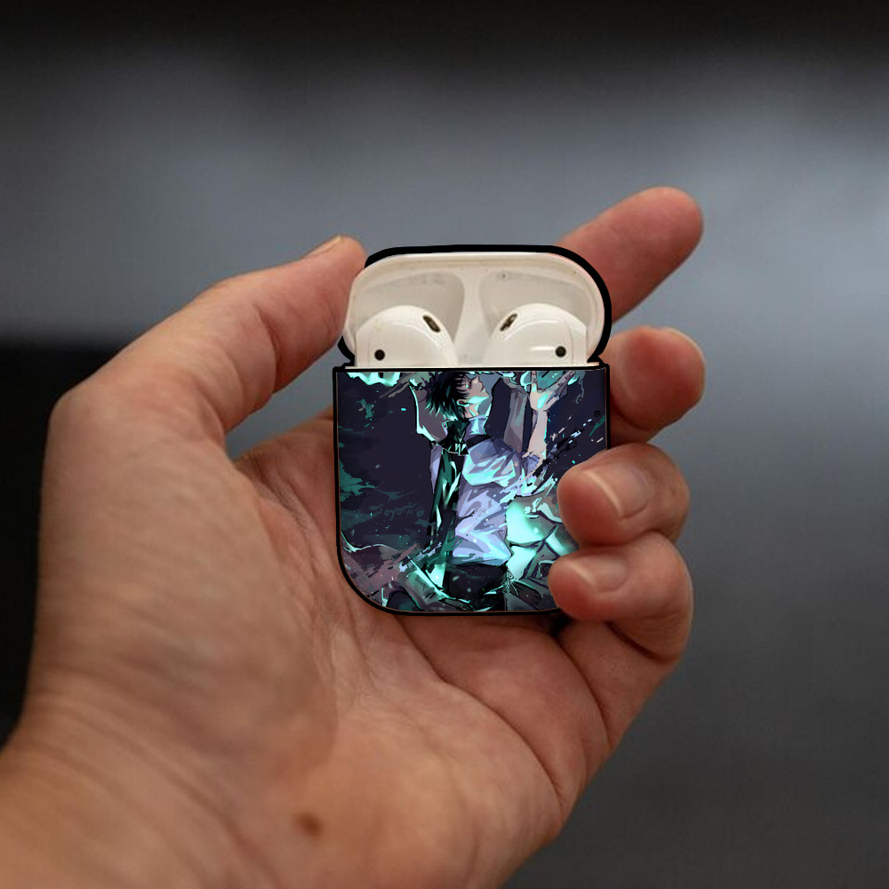 呪術廻戦 Jujutsu Kaisen AirPods 第2世代保護ケース ハードシェル ブラック 耐衝撃・防指紋・カラビナ付き