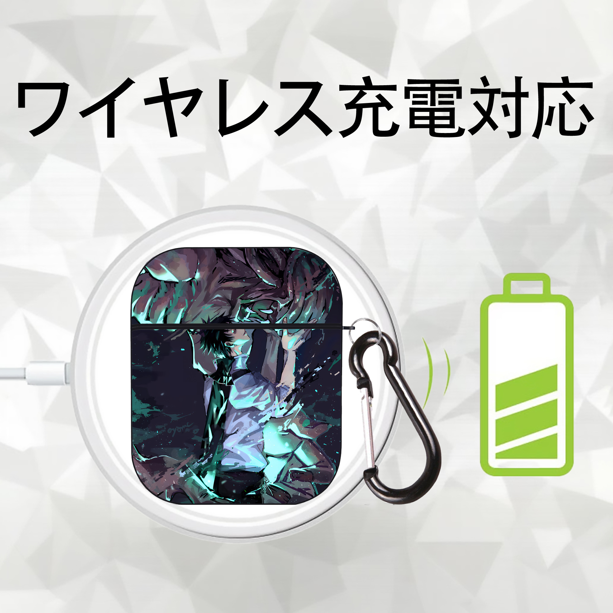 呪術廻戦 Jujutsu Kaisen AirPods 第2世代保護ケース ハードシェル ブラック 耐衝撃・防指紋・カラビナ付き