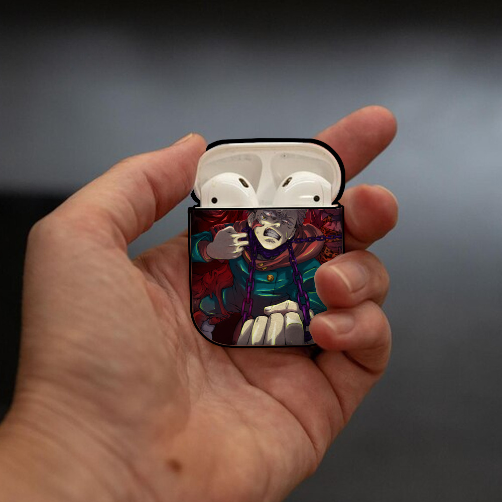 呪術廻戦 Jujutsu Kaisen AirPods 第2世代保護ケース ハードシェル ブラック 耐衝撃・防指紋・カラビナ付き