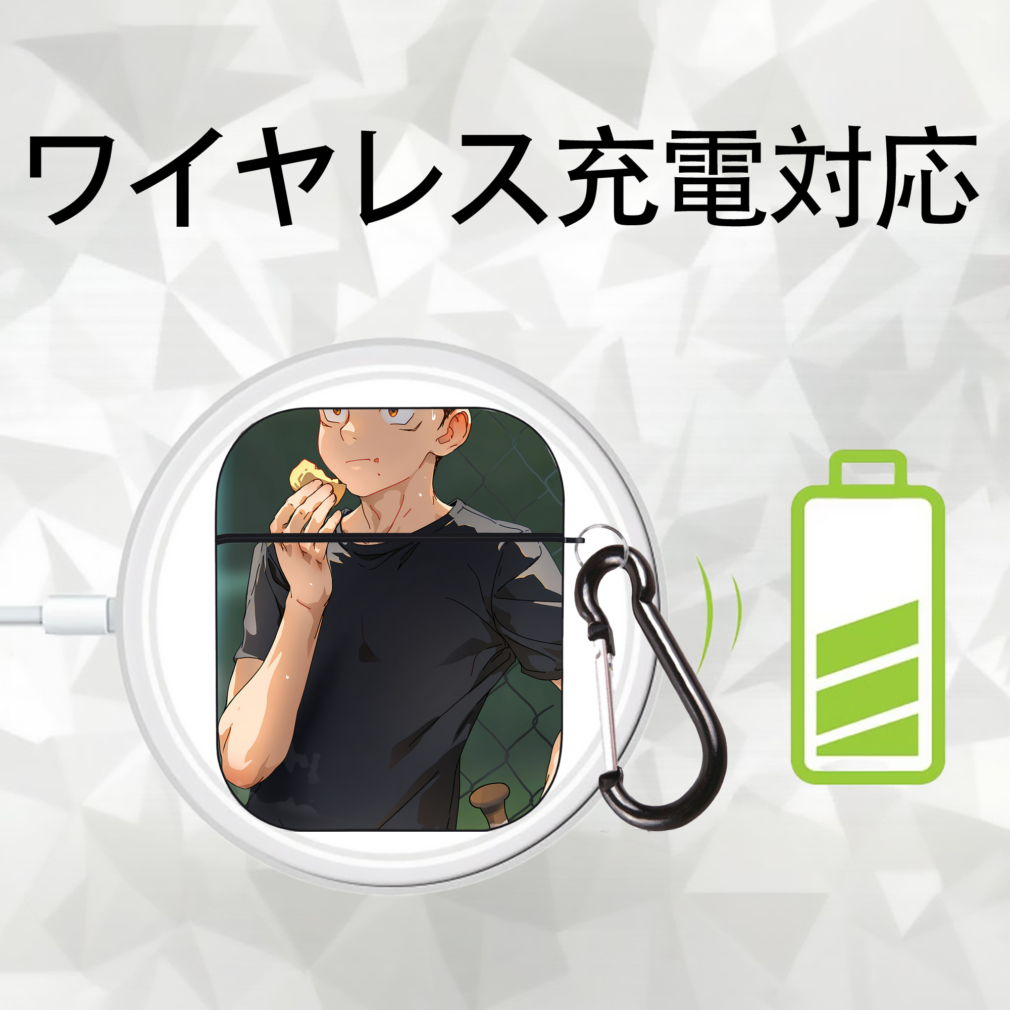 呪術廻戦 Jujutsu Kaisen AirPods 第2世代保護ケース ハードシェル ブラック 耐衝撃・防指紋・カラビナ付き