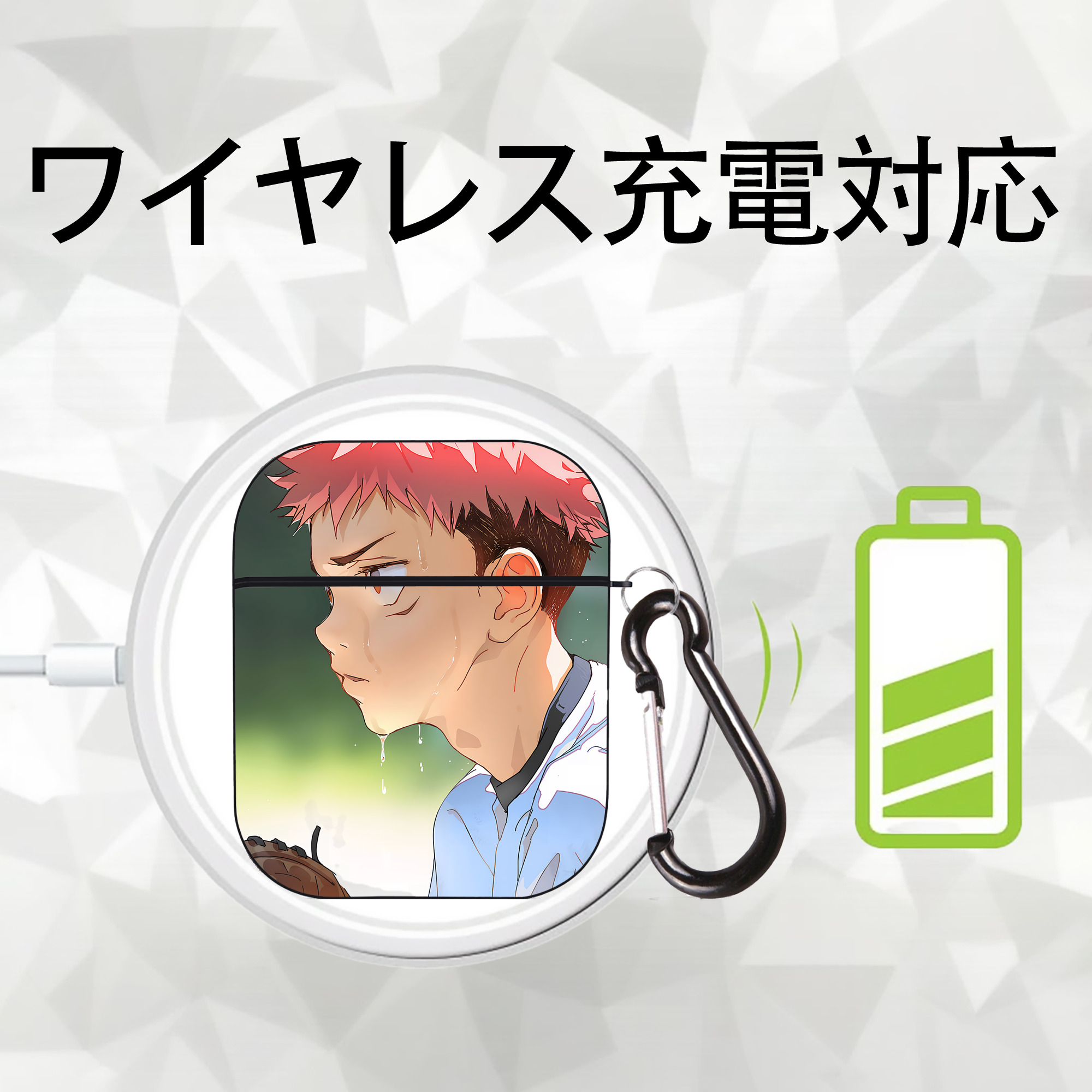 呪術廻戦 Jujutsu Kaisen AirPods 第2世代保護ケース ハードシェル ブラック 耐衝撃・防指紋・カラビナ付き
