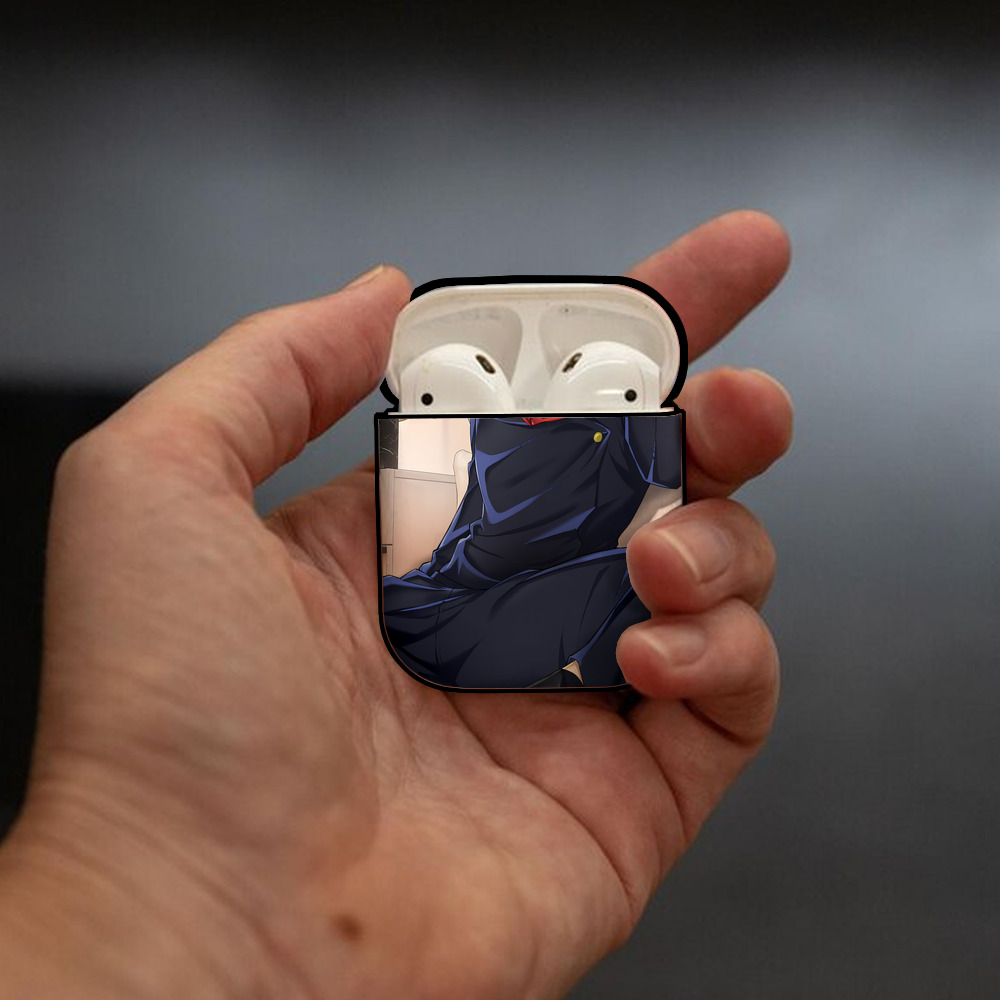 呪術廻戦 Jujutsu Kaisen AirPods 第2世代保護ケース ハードシェル ブラック 耐衝撃・防指紋・カラビナ付き