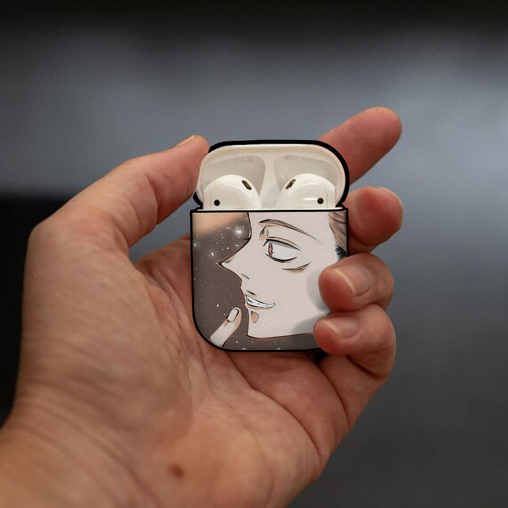 呪術廻戦 Jujutsu Kaisen AirPods 第2世代保護ケース ハードシェル ブラック 耐衝撃・防指紋・カラビナ付き