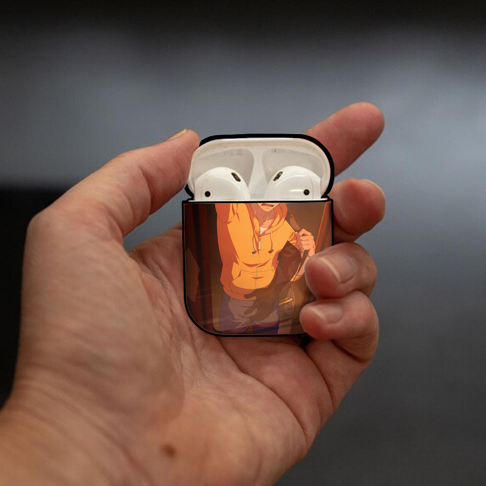 呪術廻戦 Jujutsu Kaisen AirPods 第2世代保護ケース ハードシェル ブラック 耐衝撃・防指紋・カラビナ付き
