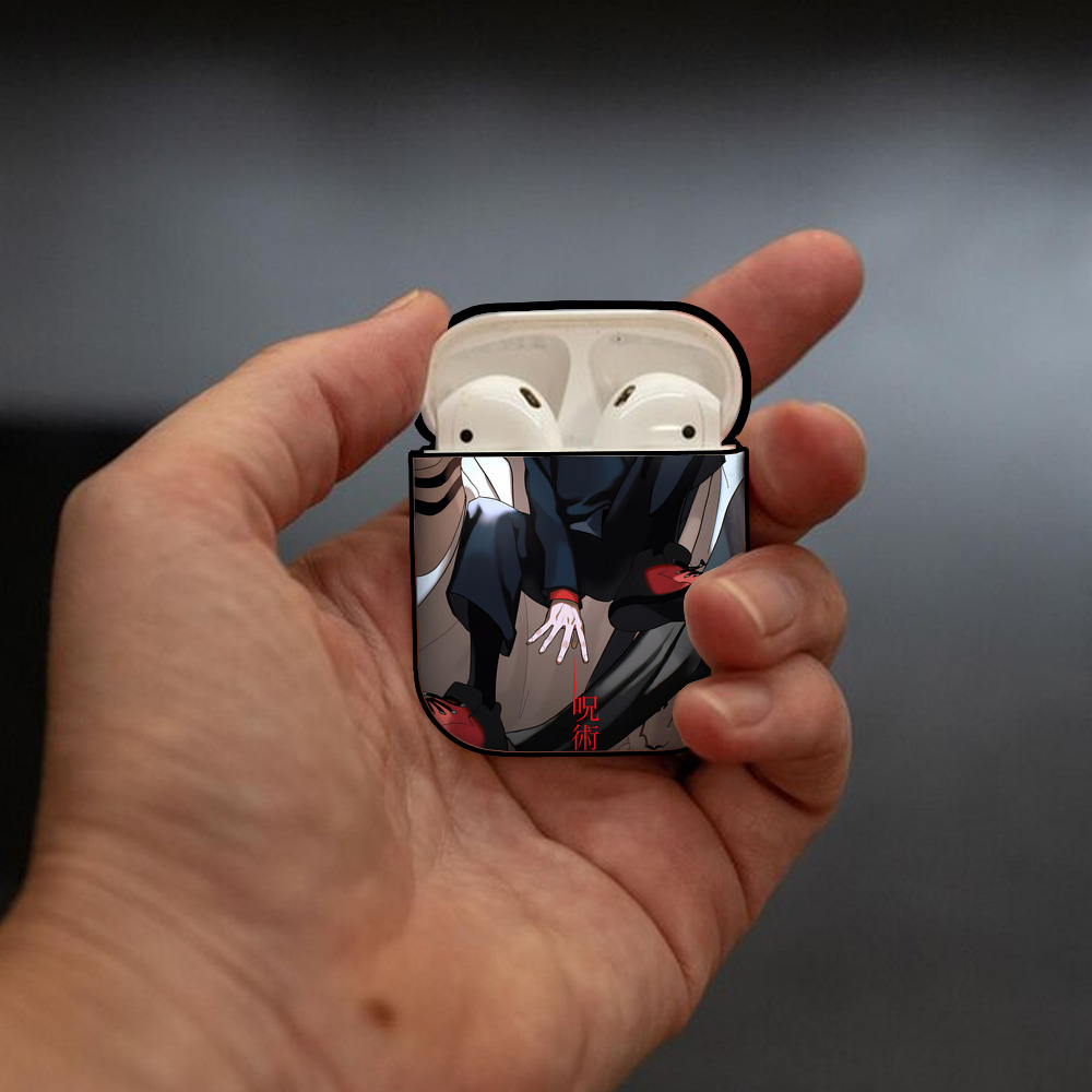 呪術廻戦 Jujutsu Kaisen AirPods 第2世代保護ケース ハードシェル ブラック 耐衝撃・防指紋・カラビナ付き