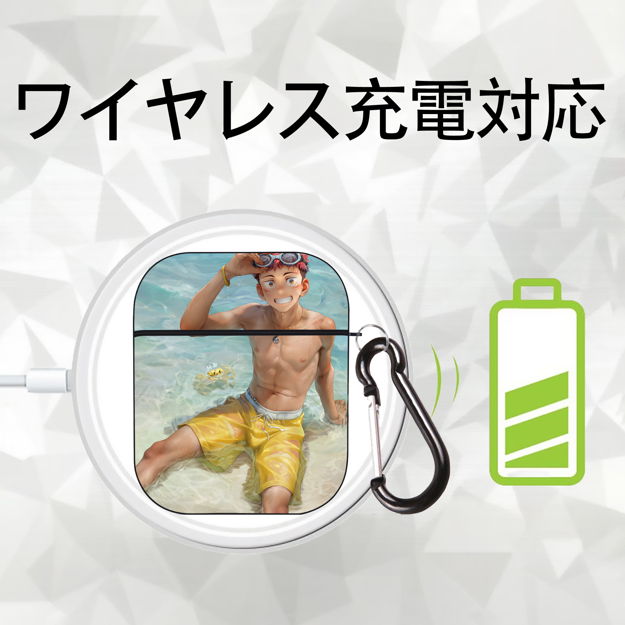 呪術廻戦 Jujutsu Kaisen AirPods 第2世代保護ケース ハードシェル ブラック 耐衝撃・防指紋・カラビナ付き