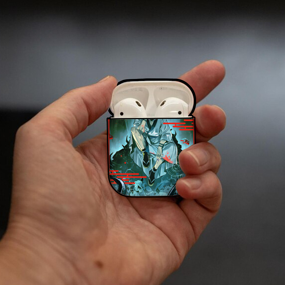 呪術廻戦 Jujutsu Kaisen AirPods 第2世代保護ケース ハードシェル ブラック 耐衝撃・防指紋・カラビナ付き