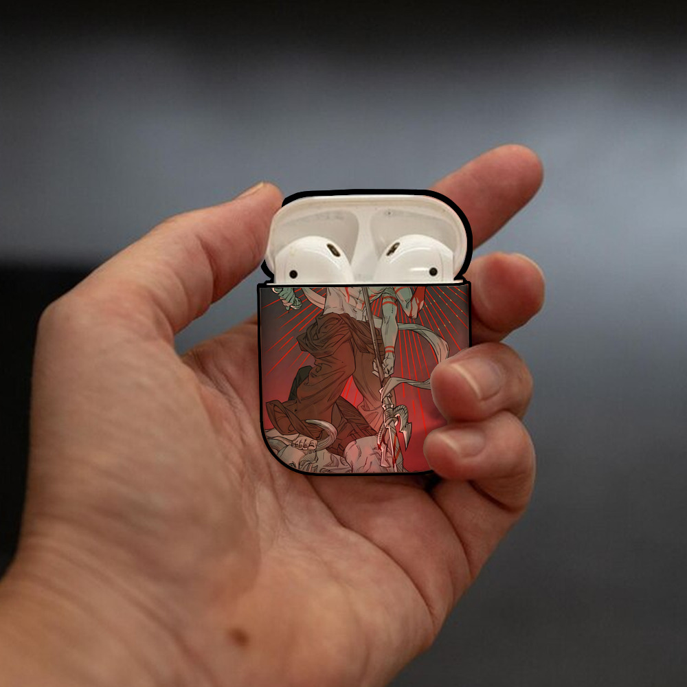 呪術廻戦 Jujutsu Kaisen AirPods 第2世代保護ケース ハードシェル ブラック 耐衝撃・防指紋・カラビナ付き