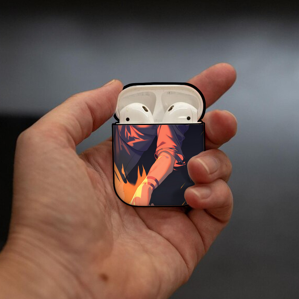呪術廻戦 Jujutsu Kaisen AirPods 第2世代保護ケース ハードシェル ブラック 耐衝撃・防指紋・カラビナ付き