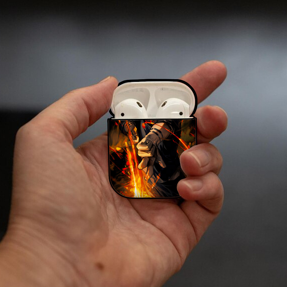 呪術廻戦 Jujutsu Kaisen AirPods 第2世代保護ケース ハードシェル ブラック 耐衝撃・防指紋・カラビナ付き